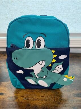 Kids Teal Dragon Backpack Lunch Bag with Dino Pocket New in Package